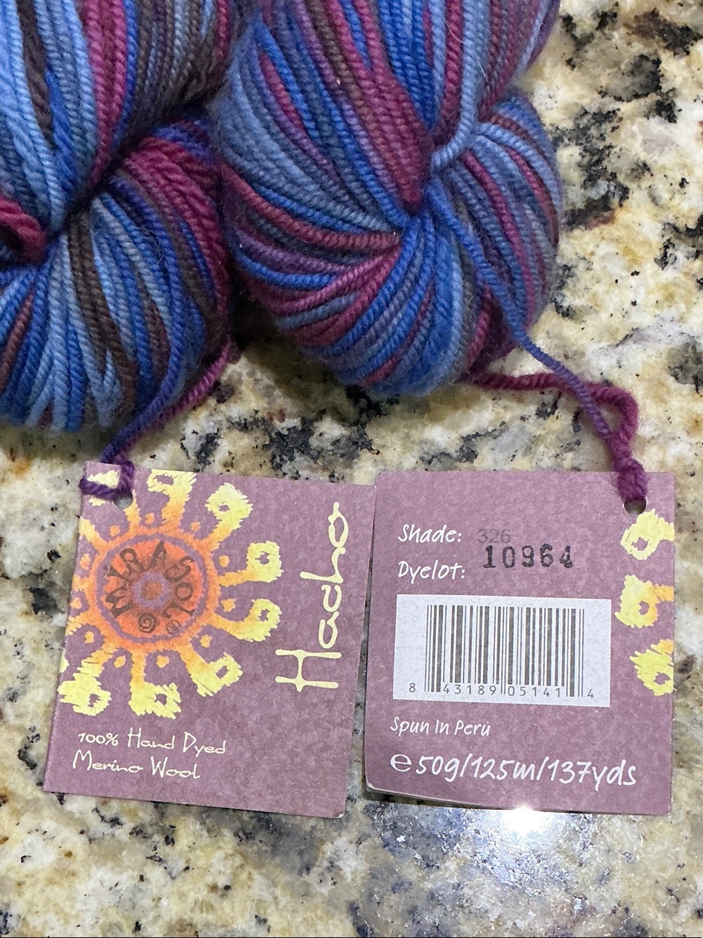Hand-Dyed Multicolor Merino Yarn in Blue, Purple & Brown by Mirasol Yarn - Picture 2 of 6